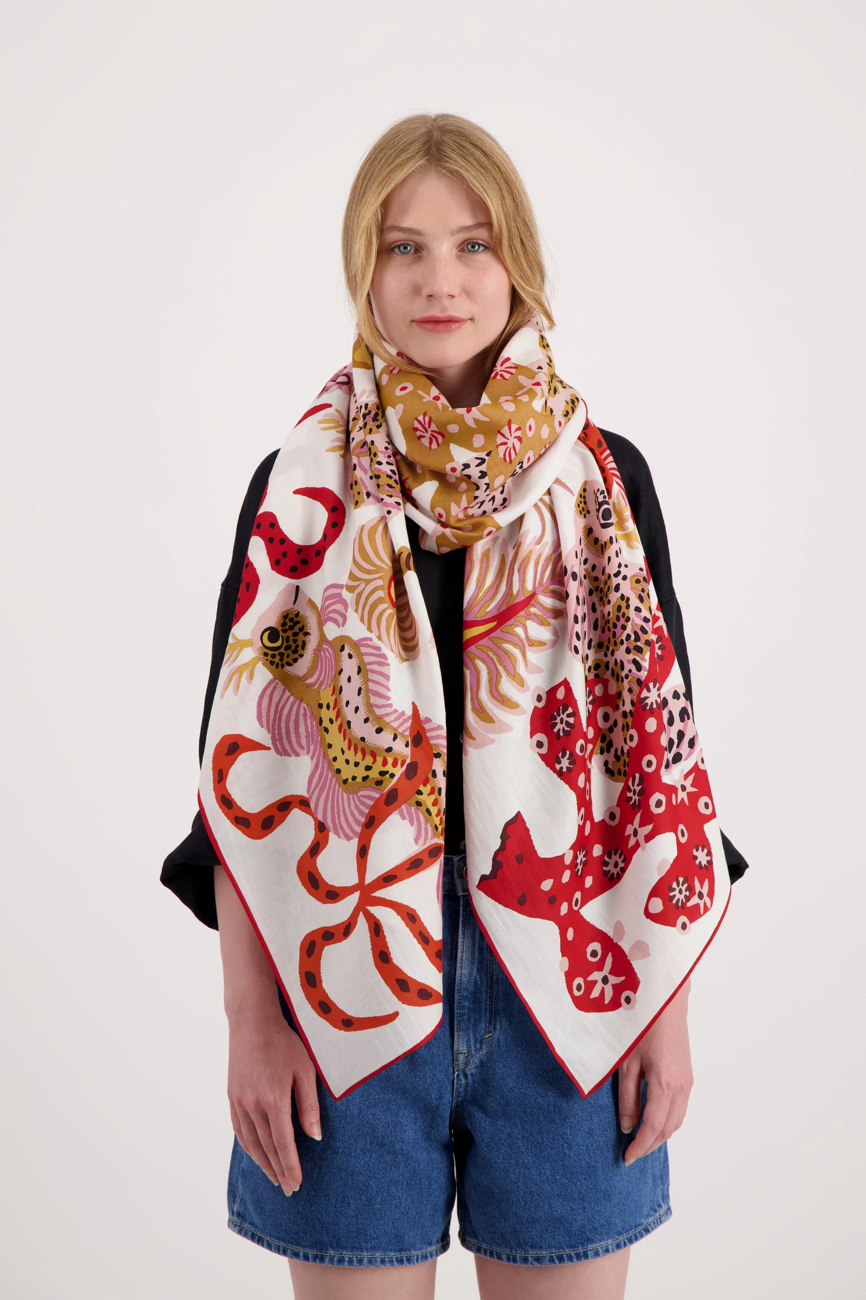 Mermaid Garden Scarf in White