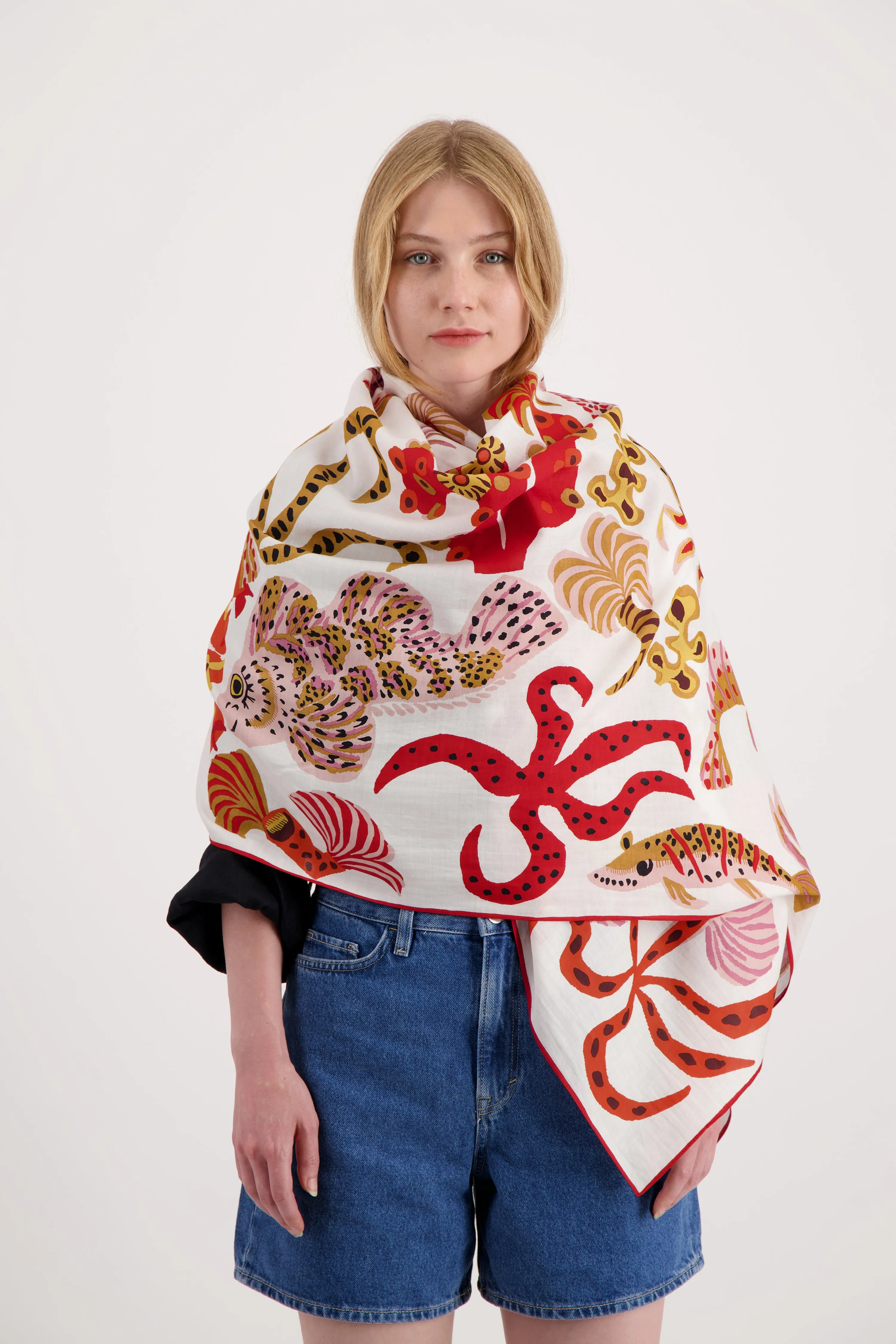 Mermaid Garden Scarf in White