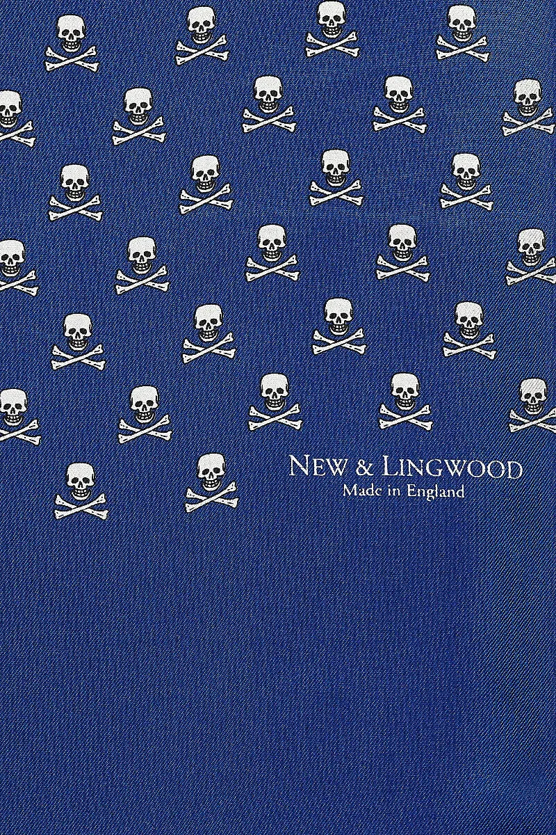 Mid Blue Skull & Crossbones Silk Scarf
