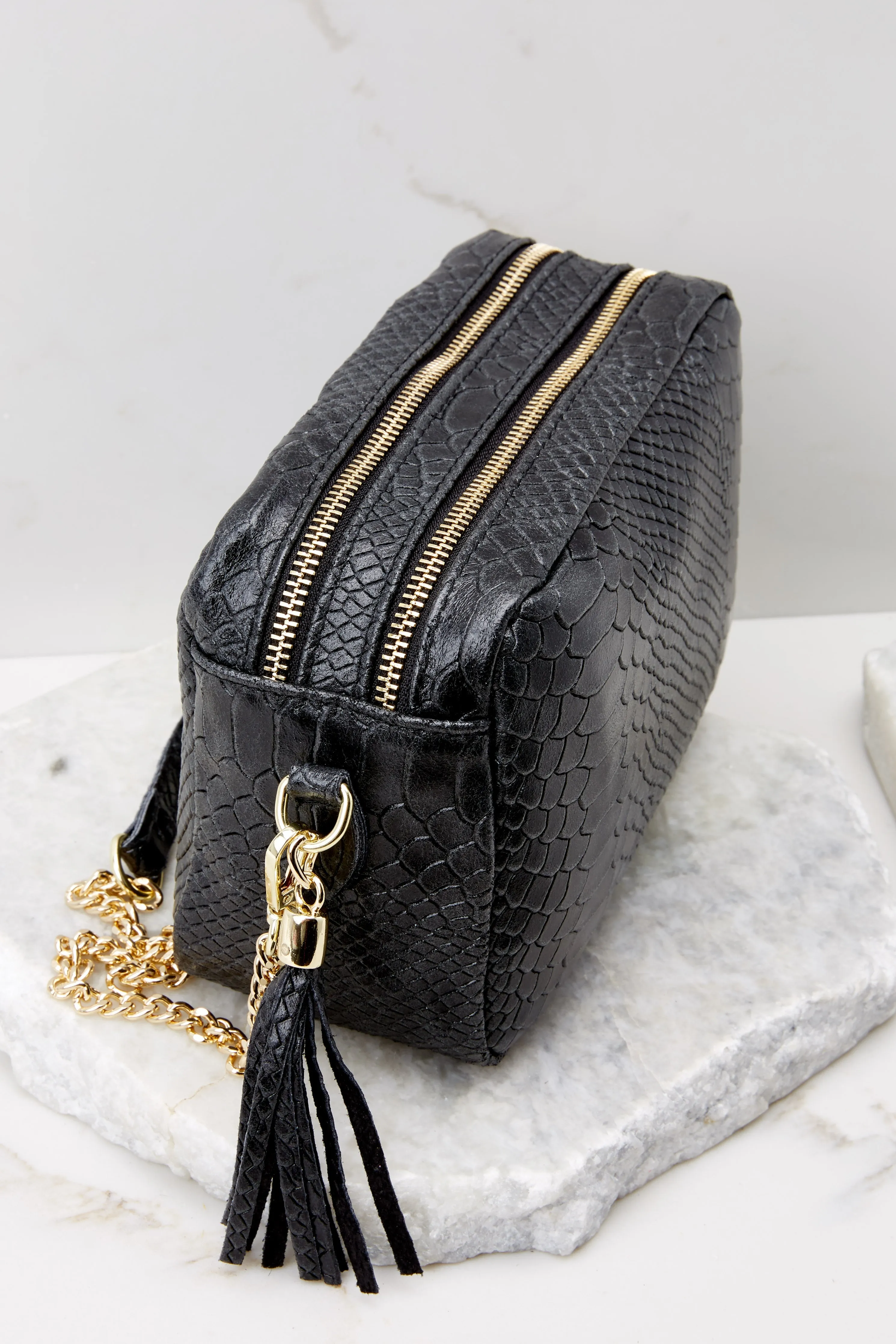 Mile A Minute Black Leather Bag