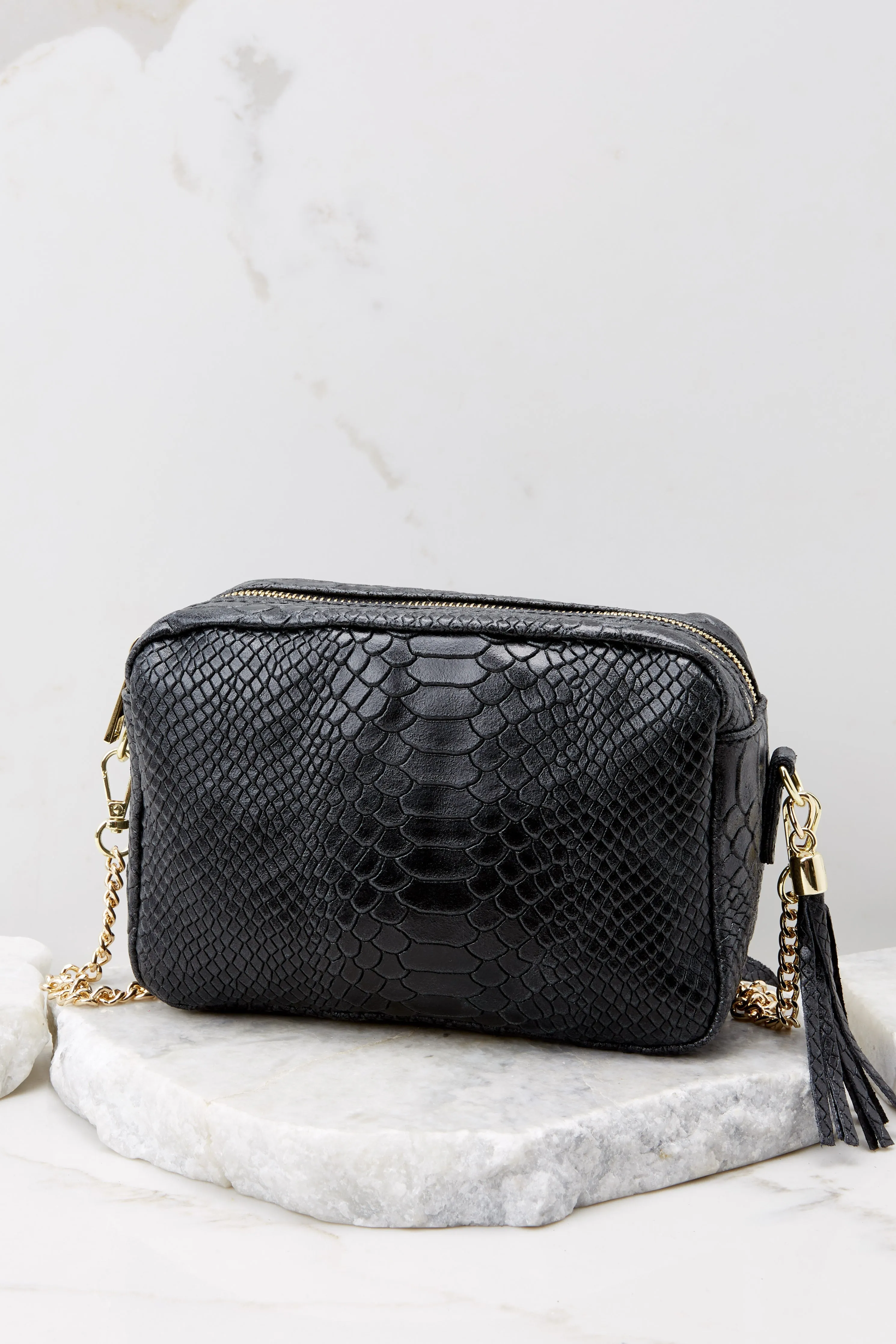 Mile A Minute Black Leather Bag
