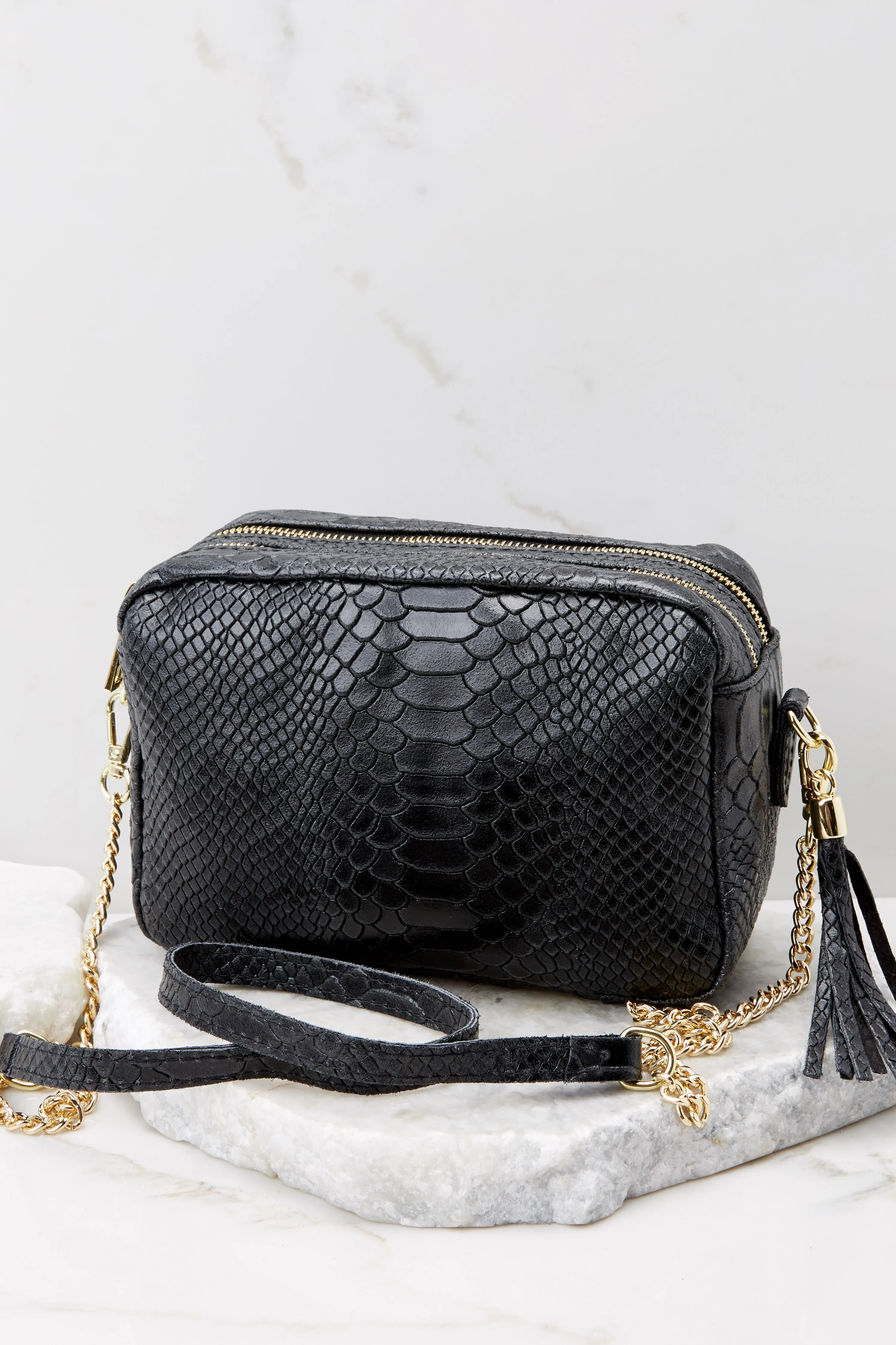 Mile A Minute Black Leather Bag
