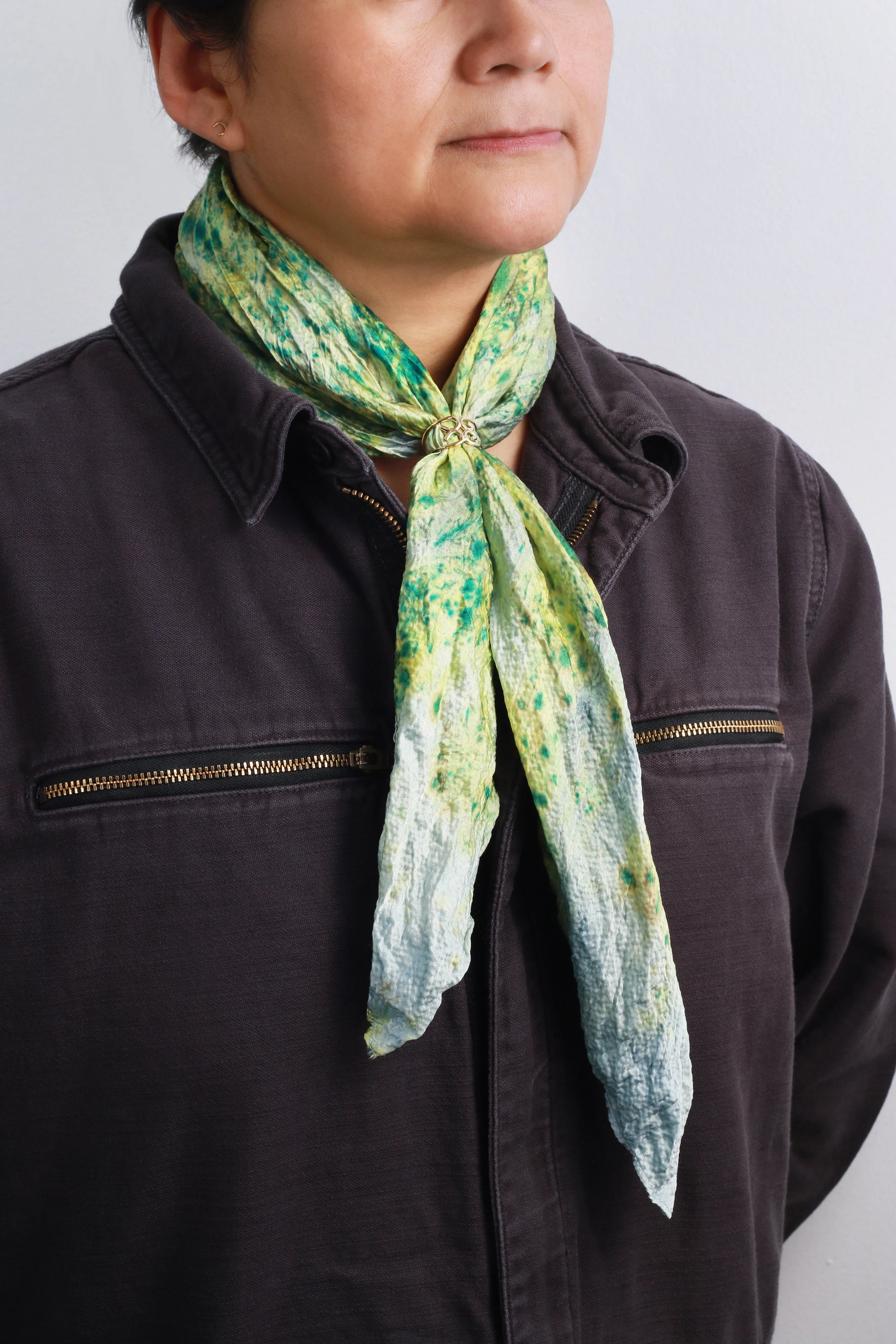 MJM x Yesaet Botanical Dyed Scarf and Mother Gaia 10k Gold Ring Set