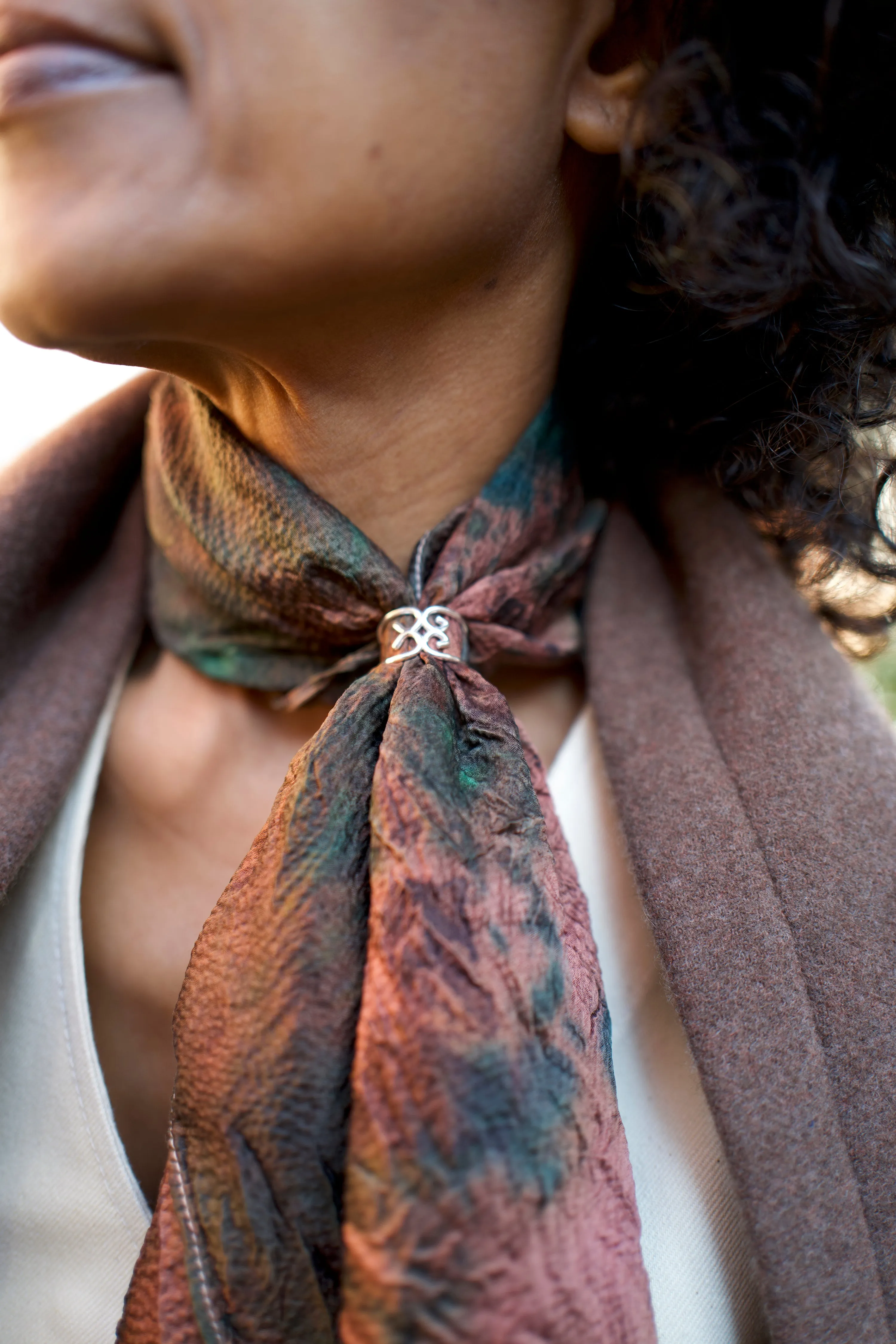 MJM x Yesaet Botanical Dyed Scarf and Mother Gaia 10k Gold Ring Set