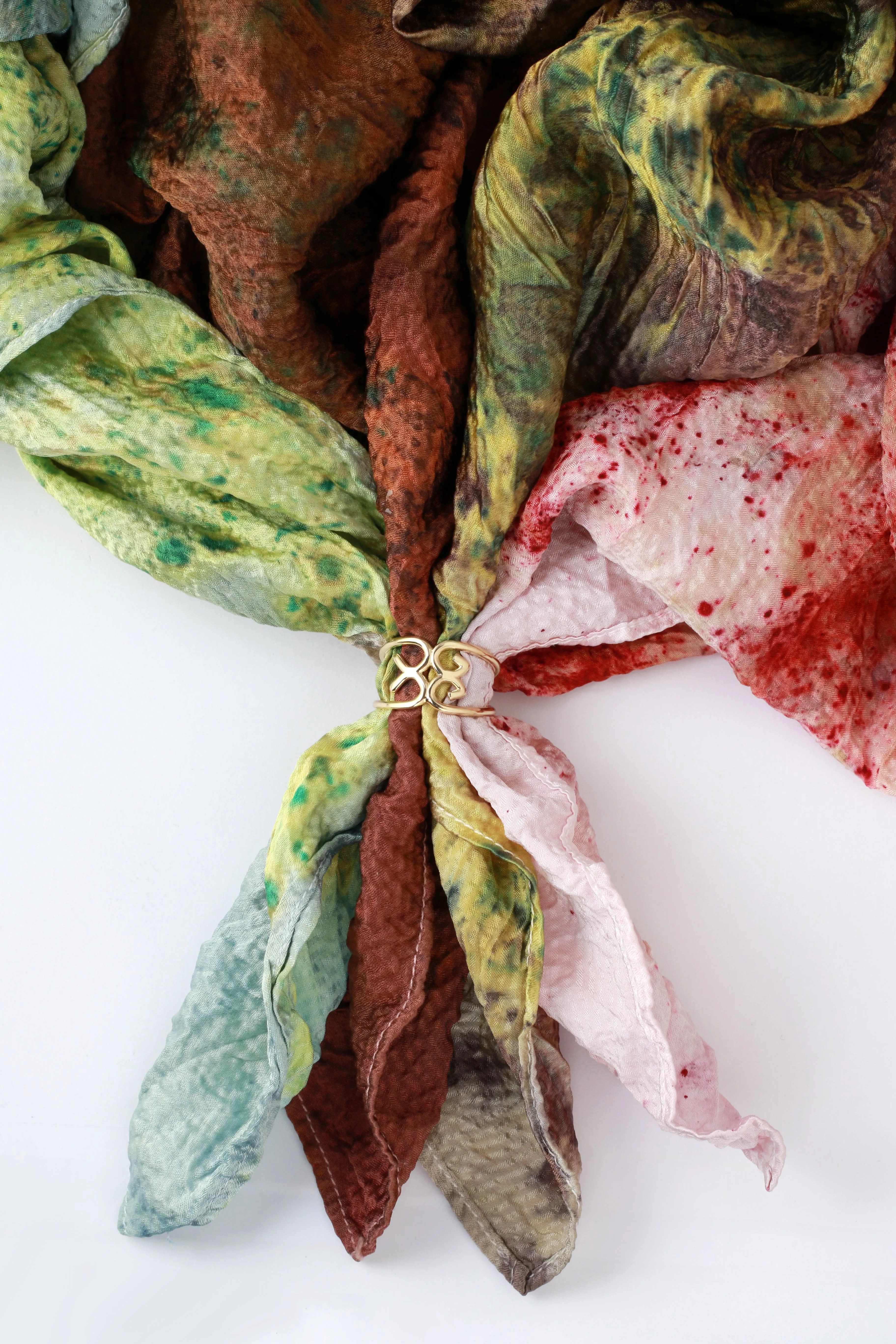 MJM x Yesaet Botanical Dyed Scarf and Mother Gaia 10k Gold Ring Set