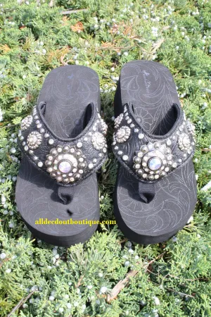 Montana West Concho Sandal Black