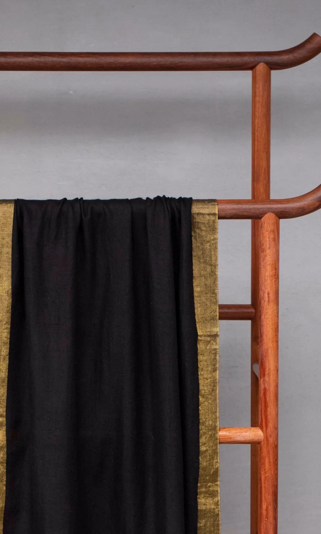 Moonlight Pashmina Shawl with Gold Border - Black