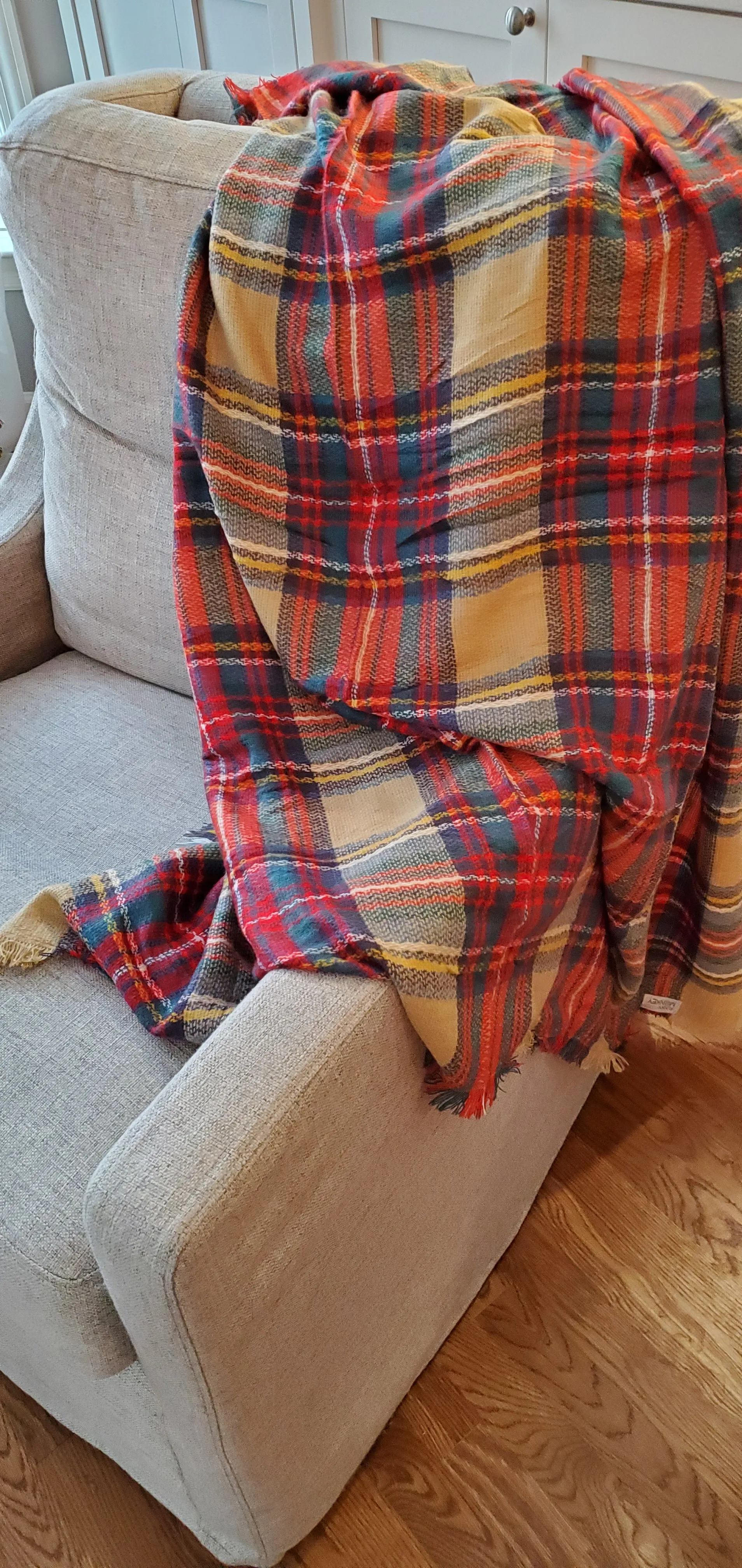 Multi-Colored Plaid Blanket Scarf