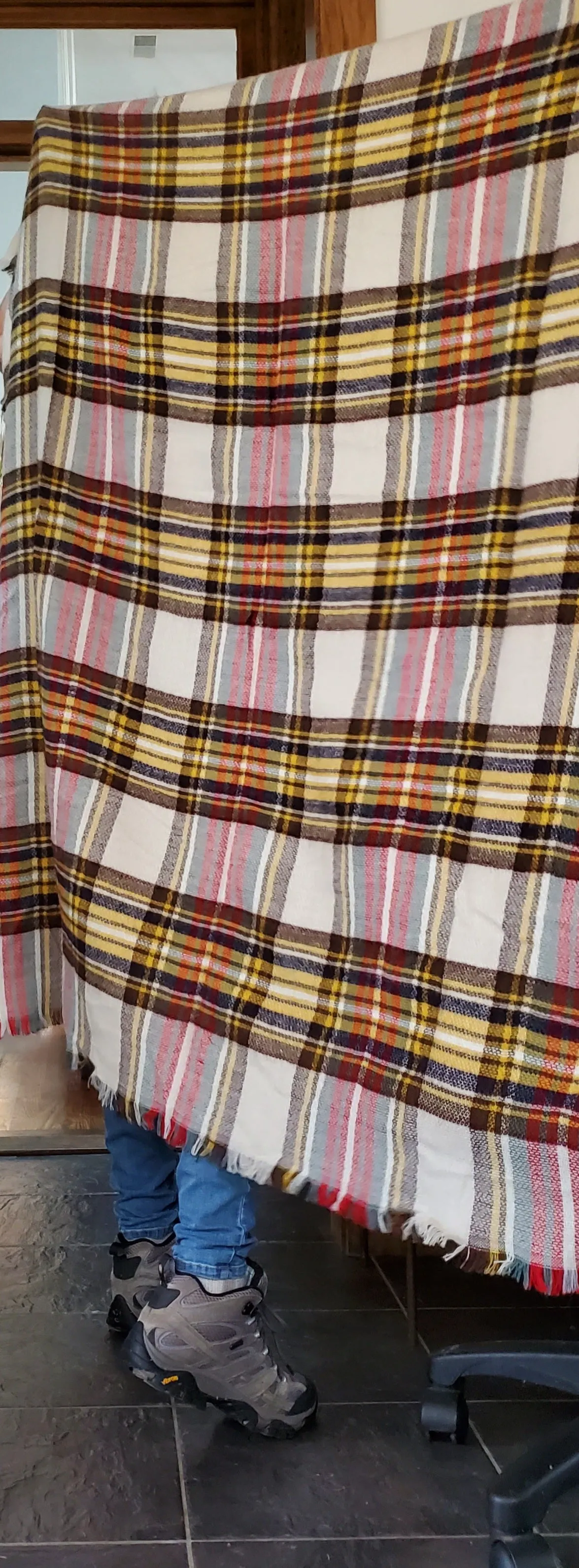 Multi-Colored Plaid Blanket Scarf