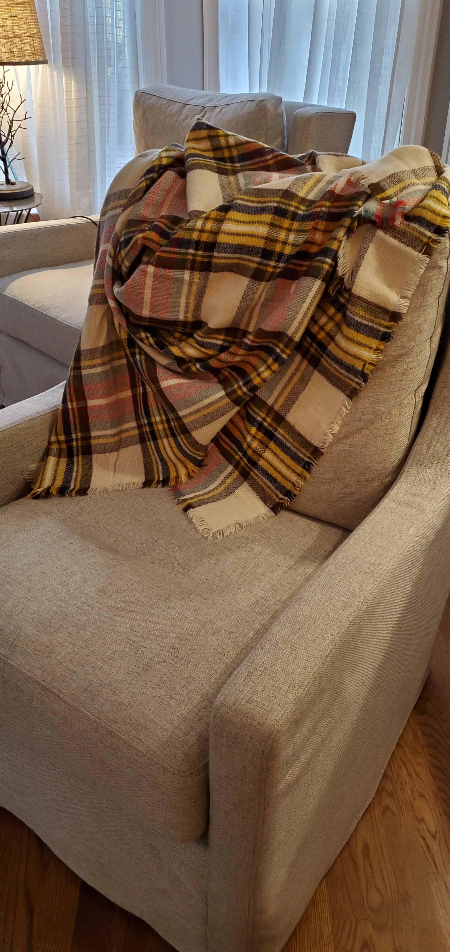 Multi-Colored Plaid Blanket Scarf
