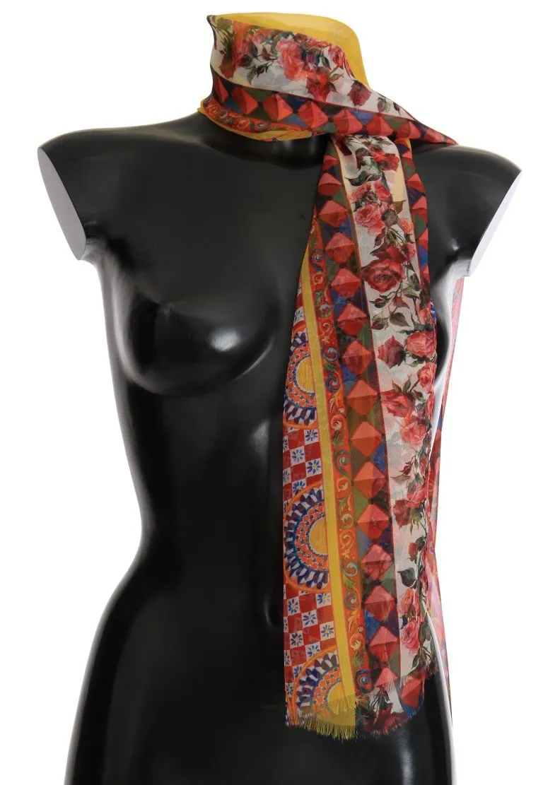 Multicolor Carretto Print Silk Scarf