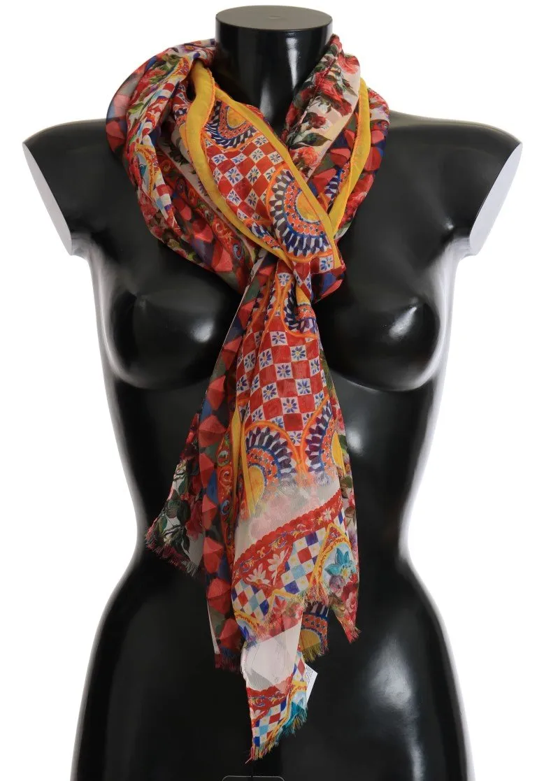 Multicolor Carretto Print Silk Scarf