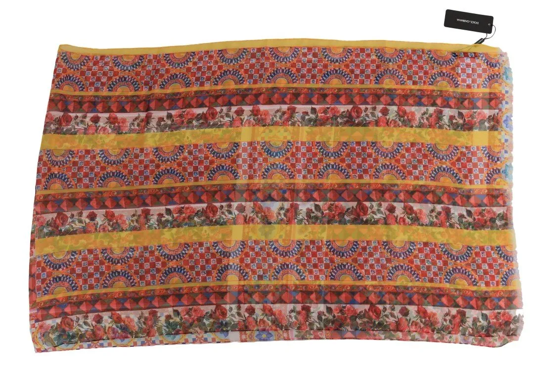 Multicolor Carretto Print Silk Scarf