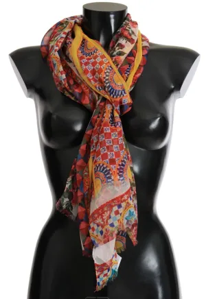 Multicolor Carretto Print Silk Scarf