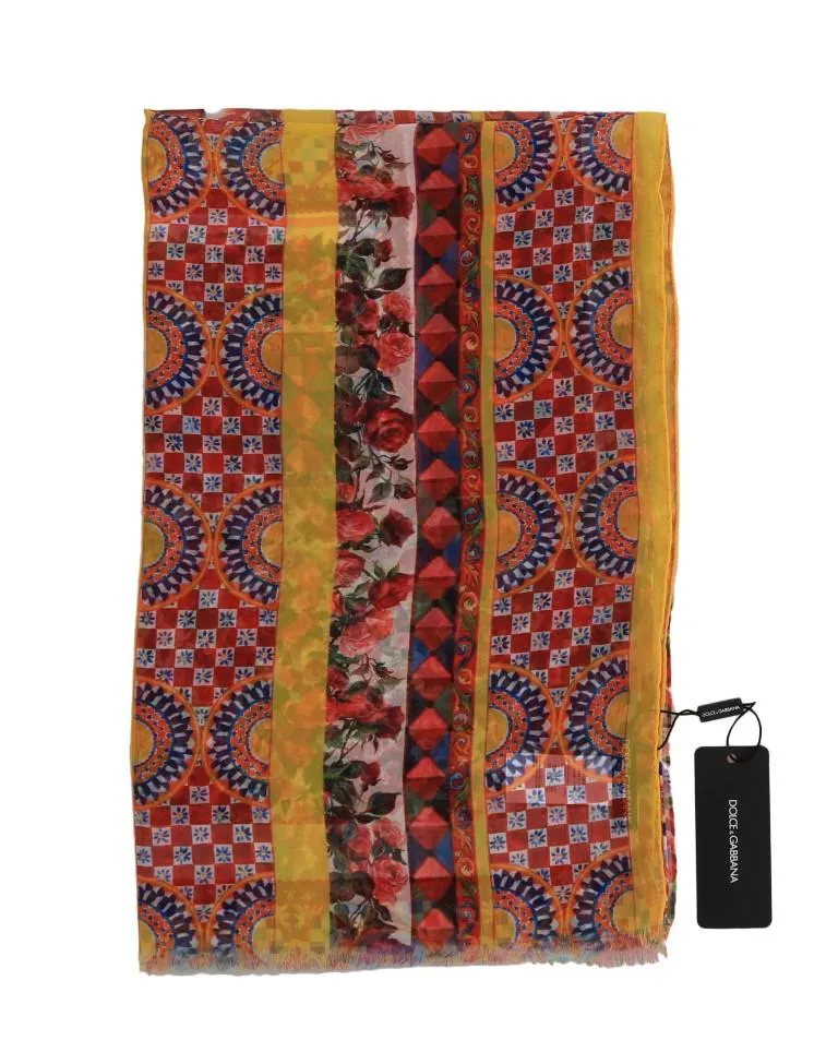 Multicolor Carretto Print Silk Scarf