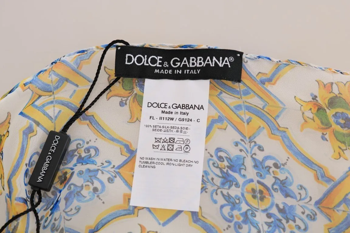 Multicolor Majolica Print Silk Scarf