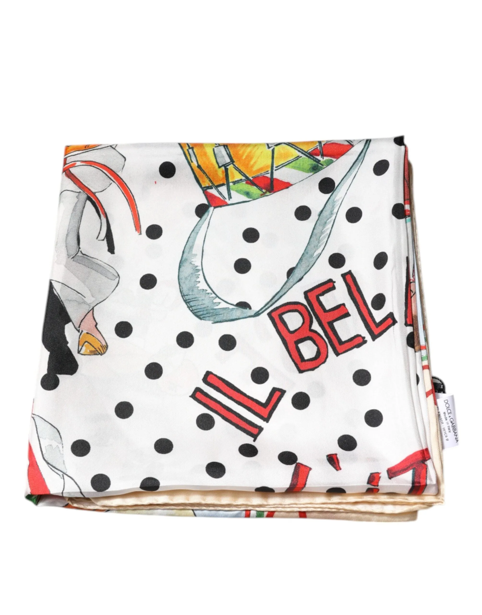 Multicolor Polka Dot Foulard Print Silk Scarf