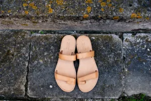 Natural brown men's leather sandals