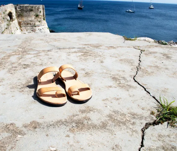Natural brown men's leather sandals