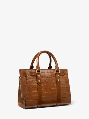 Nouveau Hamilton Small Crocodile Embossed Leather Satchel