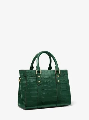 Nouveau Hamilton Small Crocodile Embossed Leather Satchel