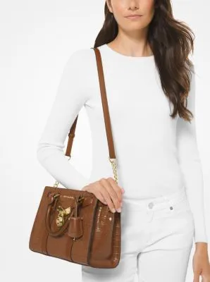 Nouveau Hamilton Small Crocodile Embossed Leather Satchel