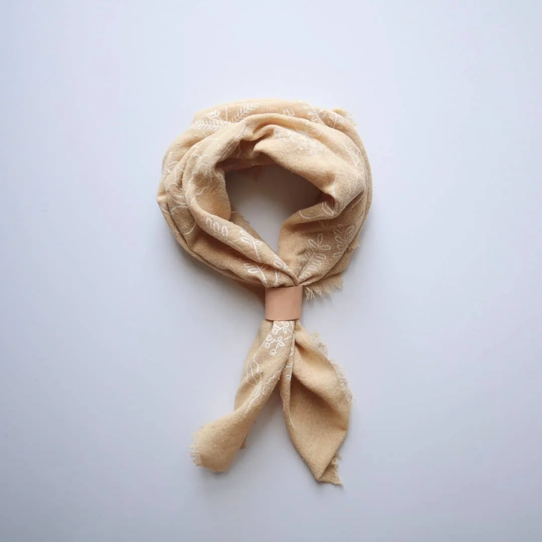 Oatmeal Naturally Raw Silk Bandana - White Ink