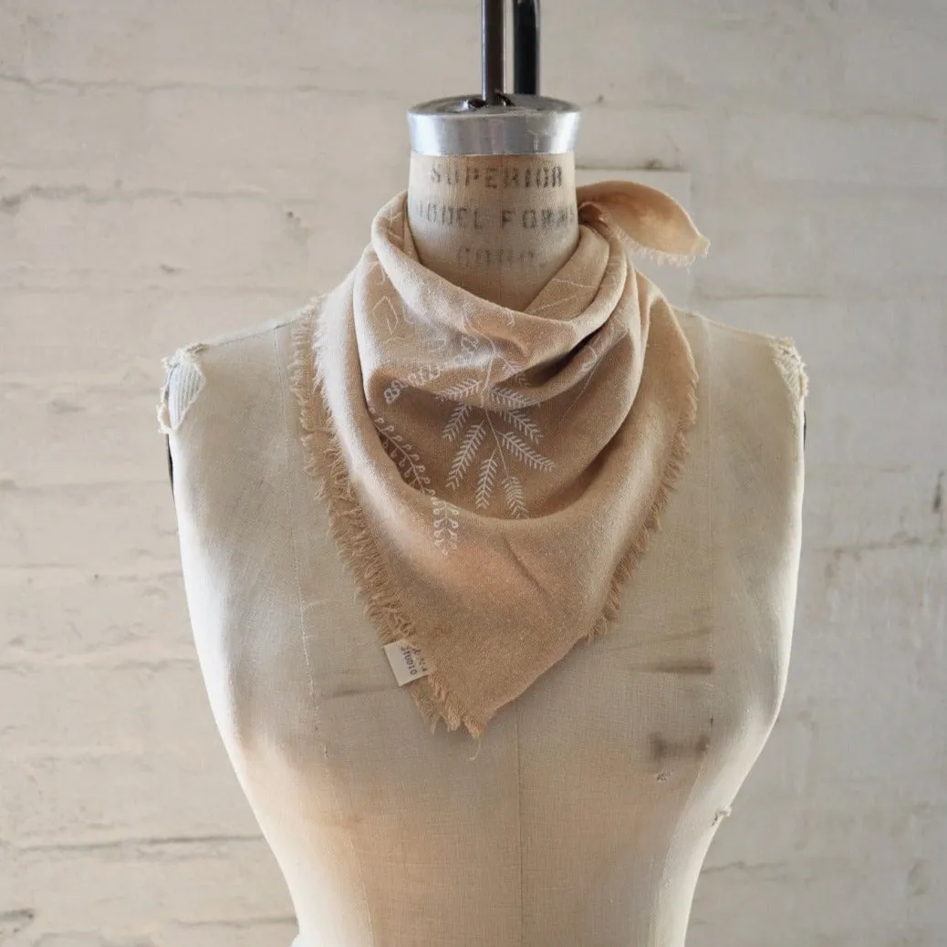 Oatmeal Naturally Raw Silk Bandana - White Ink