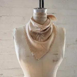 Oatmeal Naturally Raw Silk Bandana - White Ink