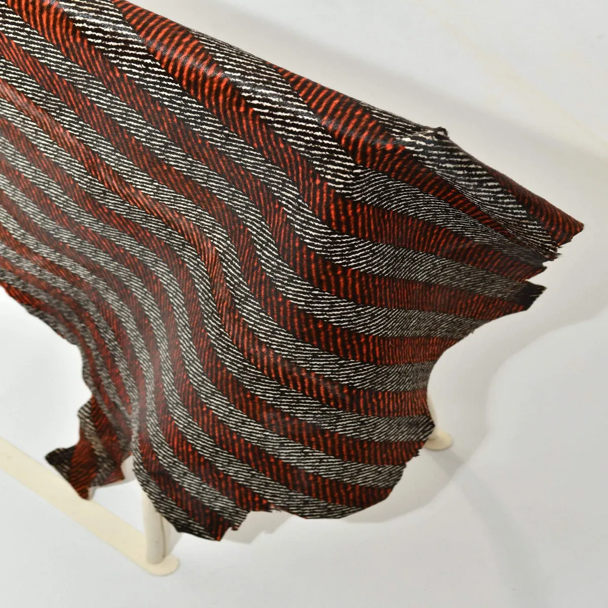 Orange Striped Patterned Ponyskin