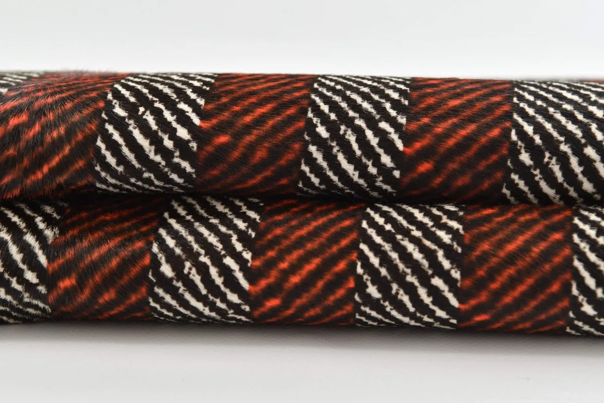Orange Striped Patterned Ponyskin