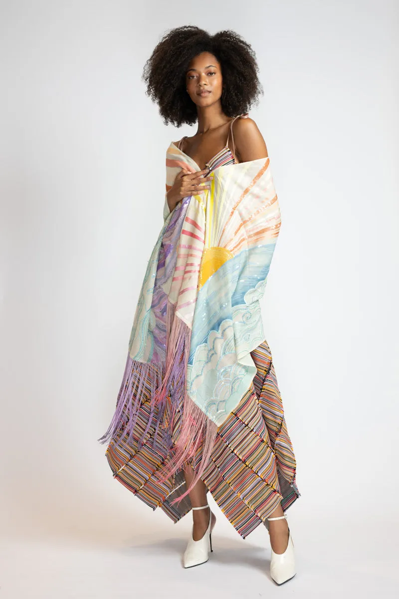 Pantone Dualities Day Fringed Scarf
