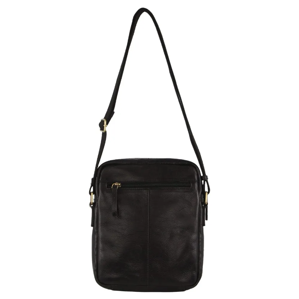 Pierre Cardin Leather Unisex Crossbody Bag in Black