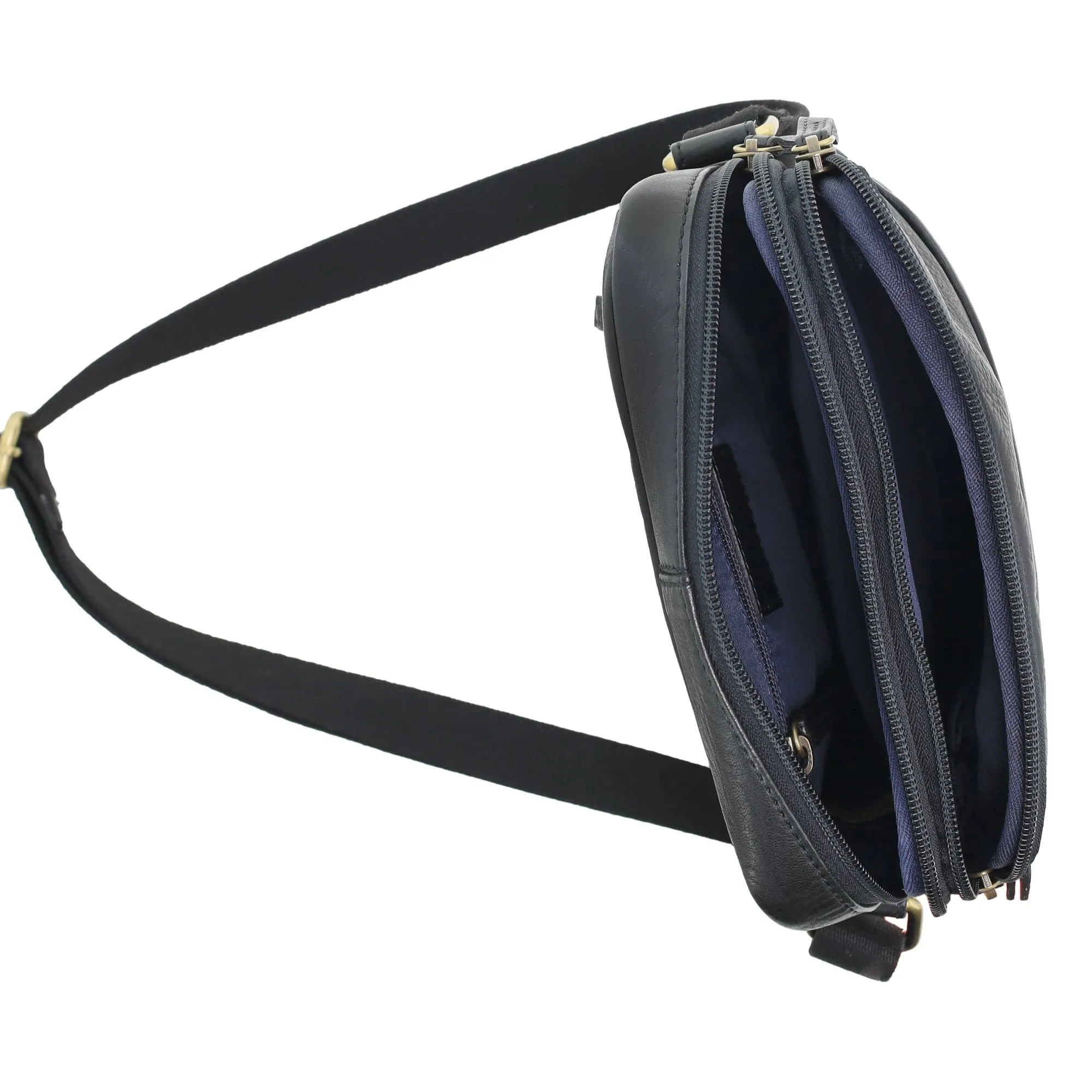 Pierre Cardin Leather Unisex Crossbody Bag in Black