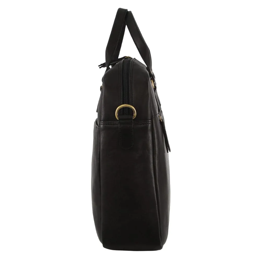 Pierre Cardin Men's Italian Leather Computer Bag in Black15