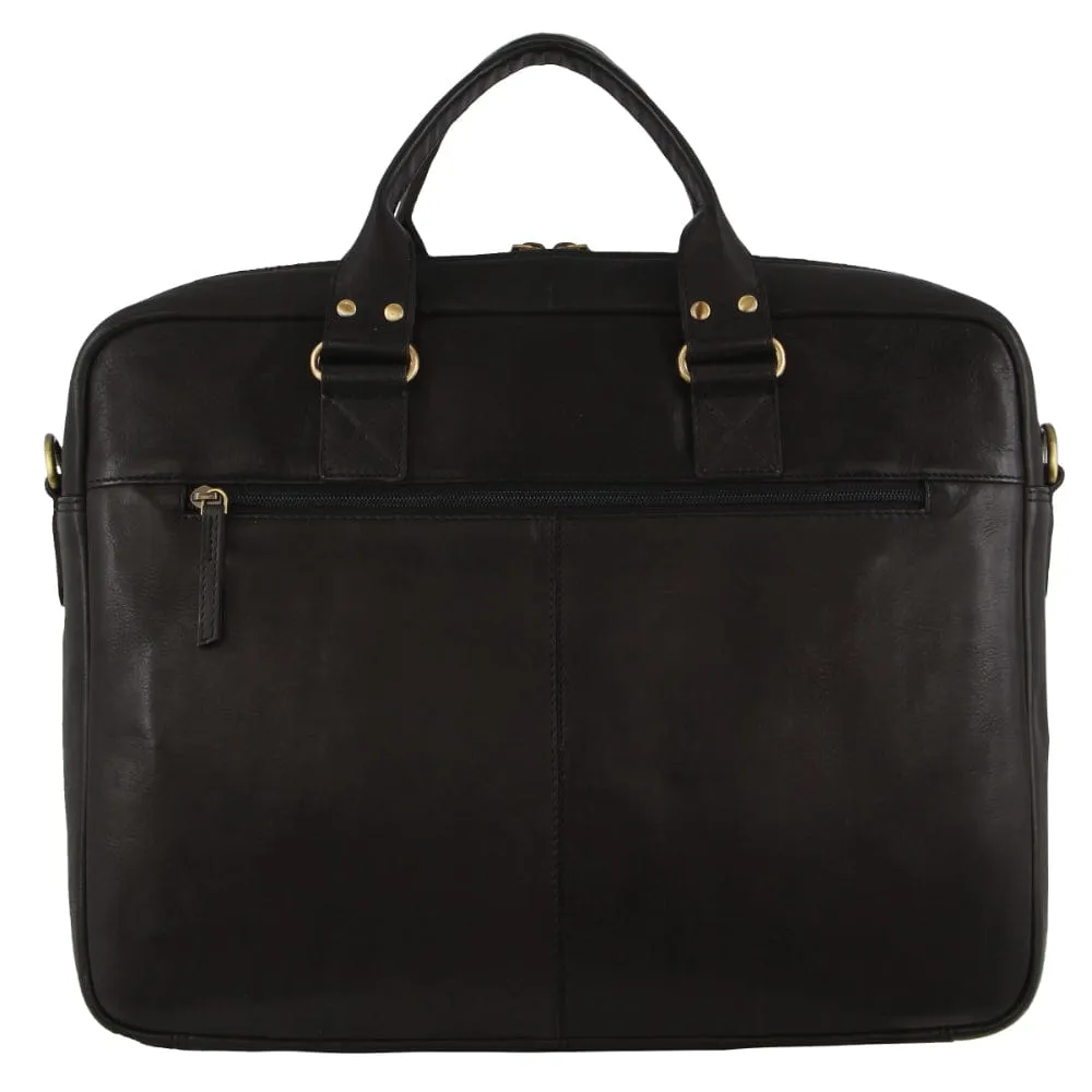 Pierre Cardin Men's Italian Leather Computer Bag in Black15