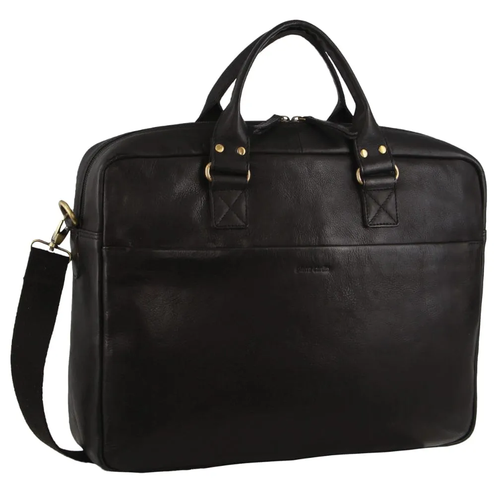 Pierre Cardin Men's Italian Leather Computer Bag in Black15