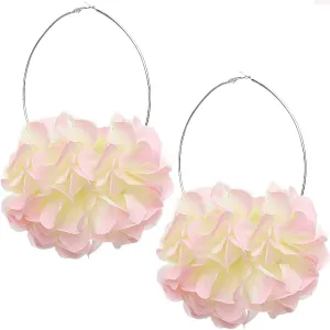 Pink Oversized Large Flower Hoop Earrings