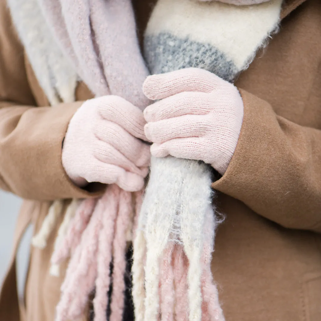 Plaid Fringed Blanket Scarf | Blush