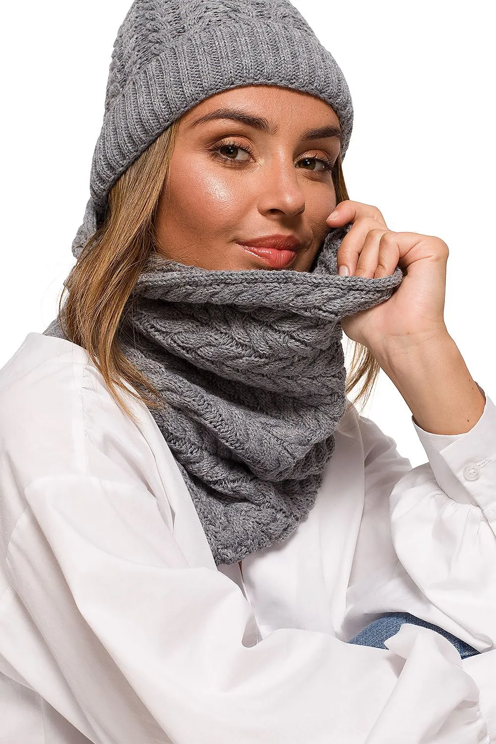Plaid Oversized Scarf with High Collar