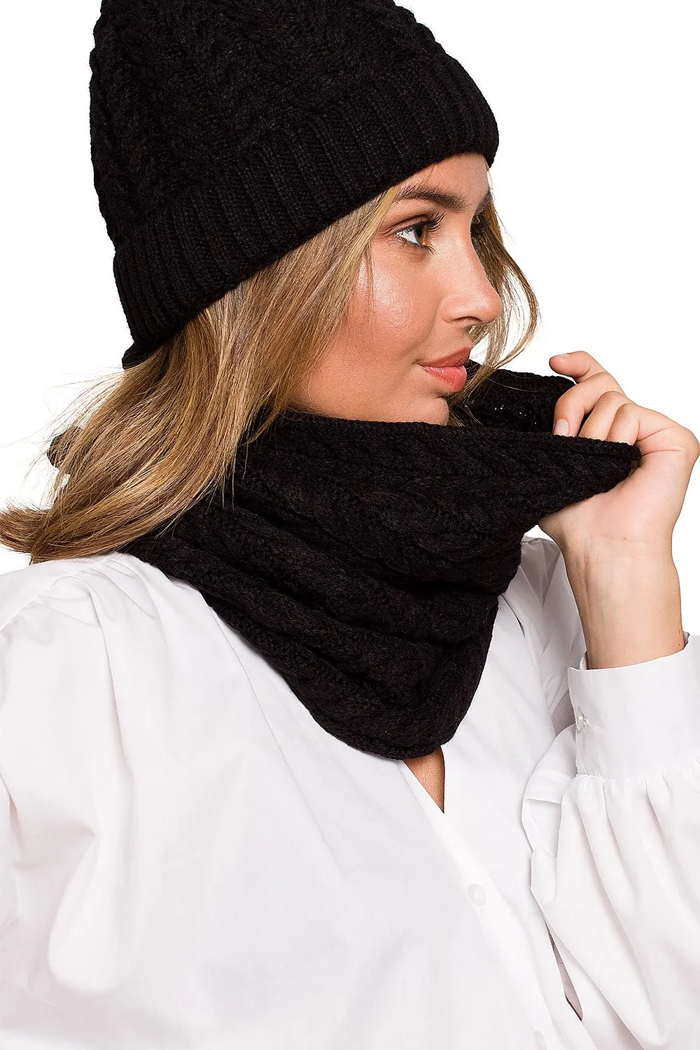 Plaid Oversized Scarf with High Collar