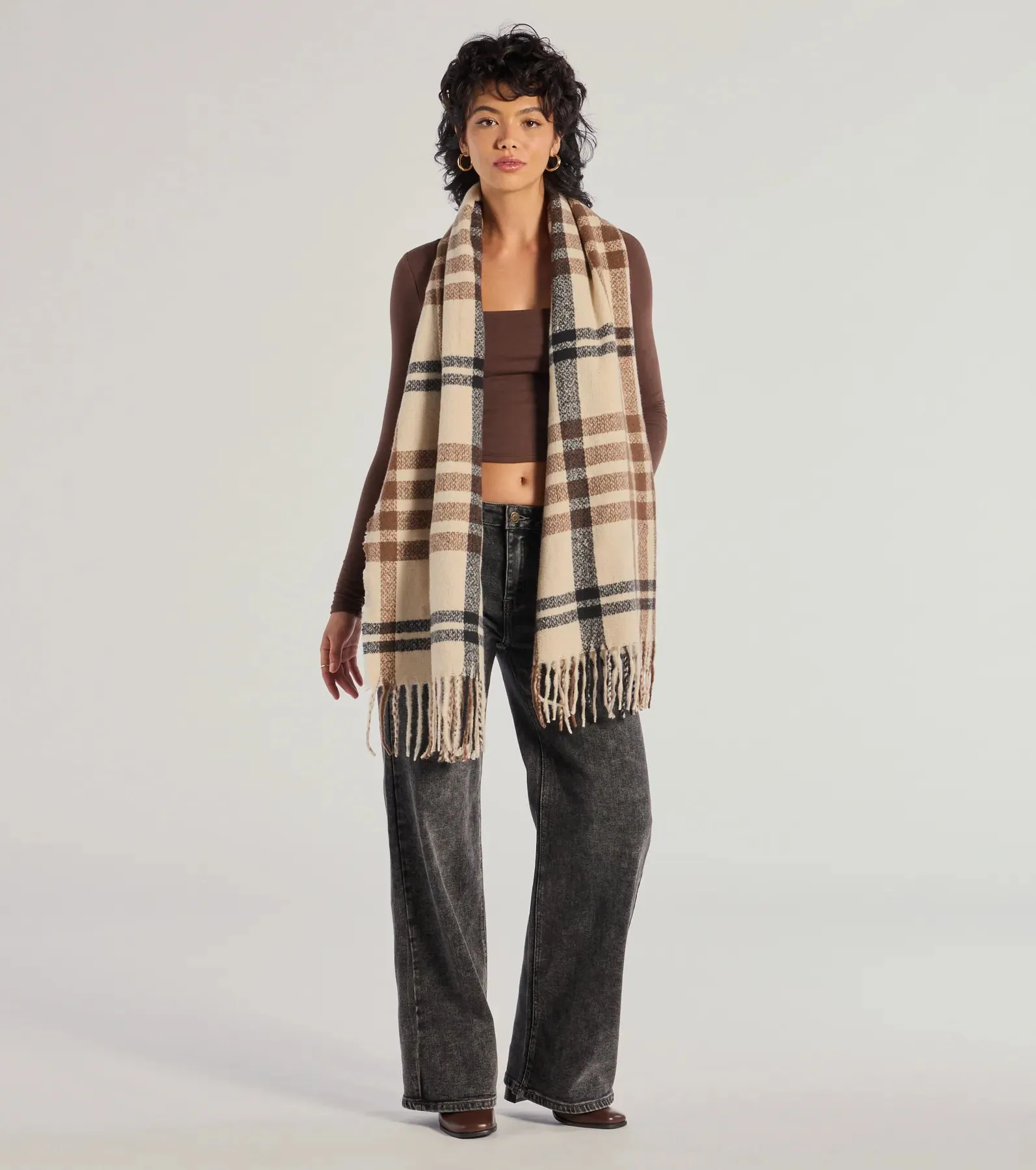 Play On In Plaid Blanket Scarf