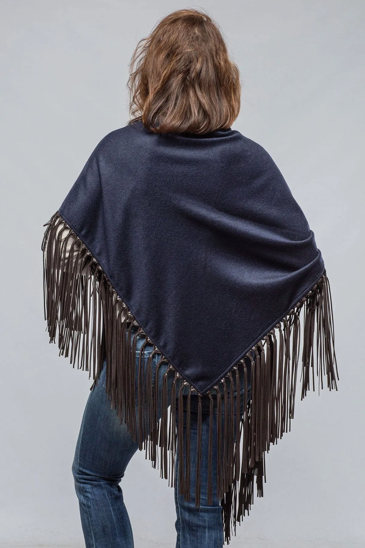 Ponderosa Reversible Cashmere Fringe Shawl In Midnight/ Black