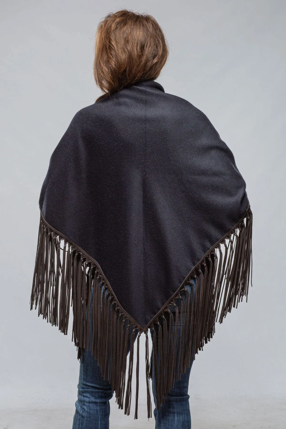 Ponderosa Reversible Cashmere Fringe Shawl In Midnight/ Black