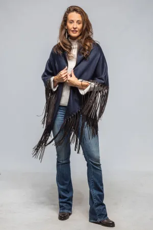 Ponderosa Reversible Cashmere Fringe Shawl In Midnight/ Black