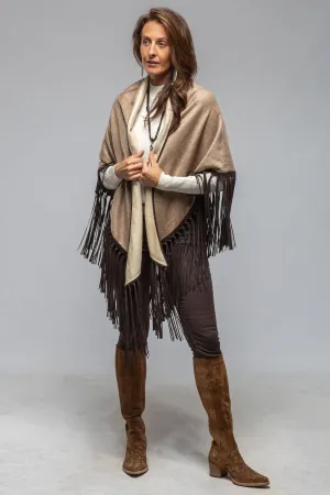 Ponderosa Reversible Cashmere Fringe Shawl In Rust/Camel