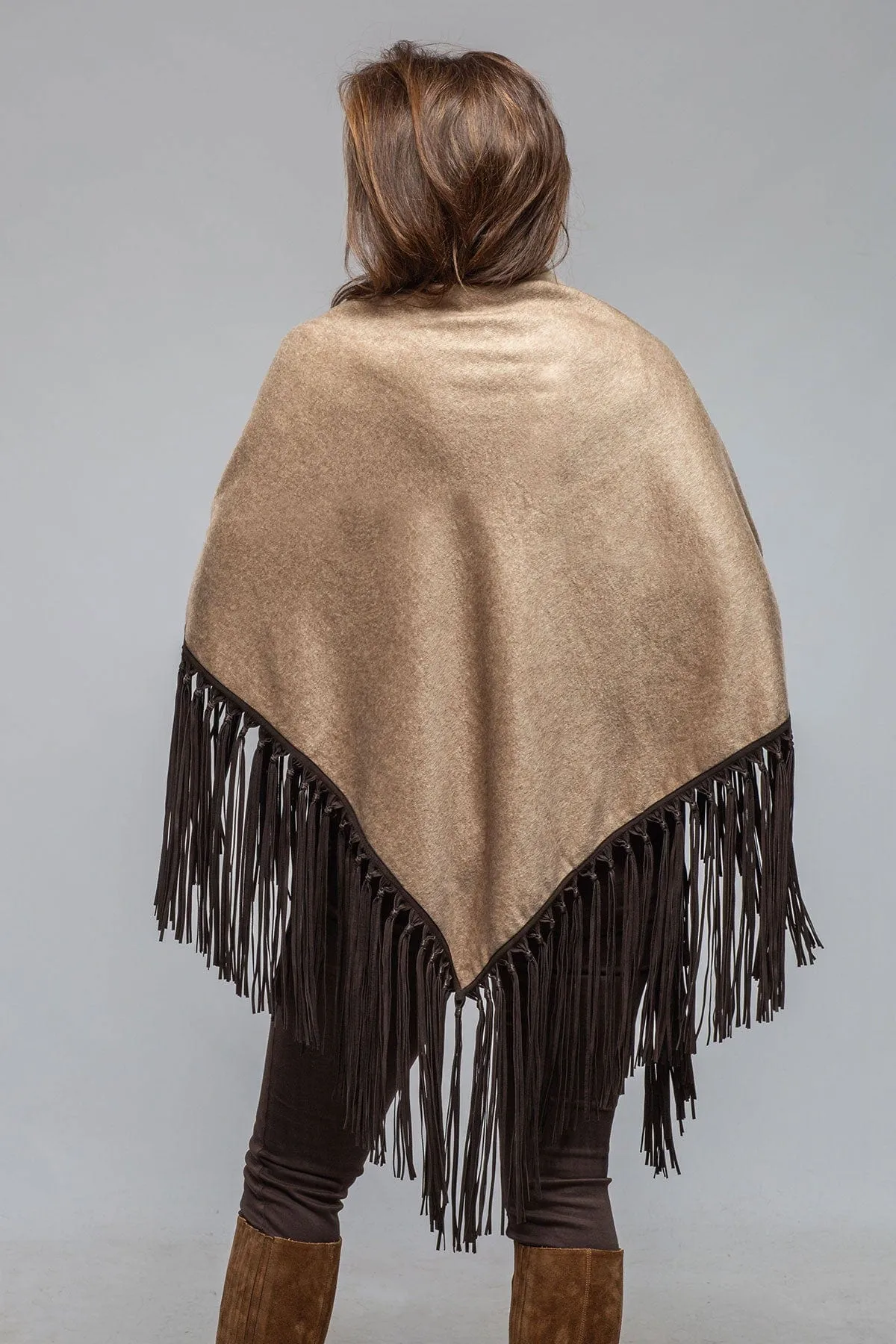 Ponderosa Reversible Cashmere Fringe Shawl In Rust/Camel