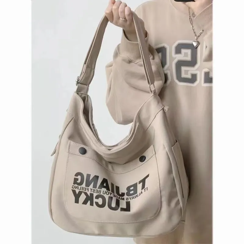 Purpdrank - Canvas Diagonal Crossbody Bags Youth Fashion Casual Version Ladies Large Capacity Shoulder Bag Solid Color Women Messenger Bag