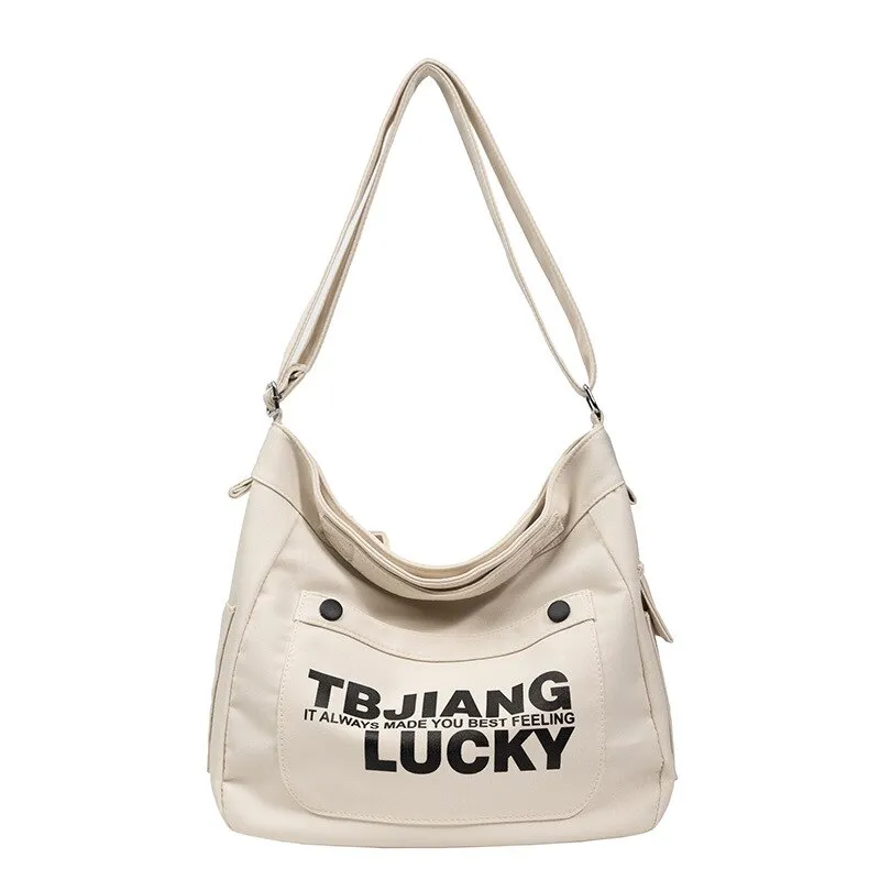 Purpdrank - Canvas Diagonal Crossbody Bags Youth Fashion Casual Version Ladies Large Capacity Shoulder Bag Solid Color Women Messenger Bag