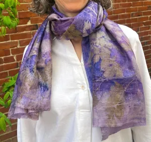"Botanical Printed" Silk Scarf, with REAL vegetal imprints, handmade in Cambodia